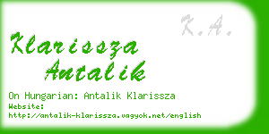 klarissza antalik business card